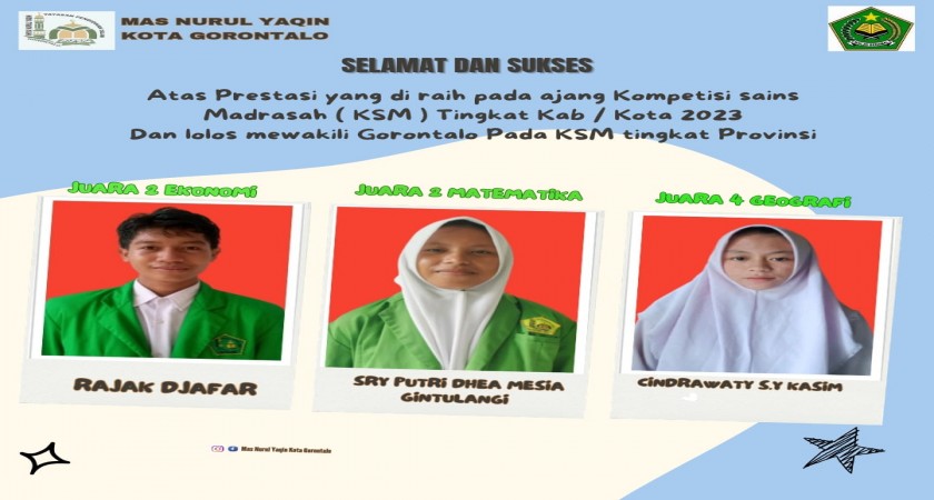 Peserta didik MA NURUL YAQIN KOTA GORONTALO kembali meraih prestasi